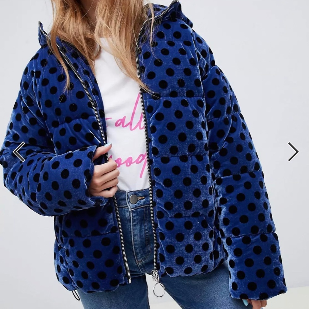Velvet Polka Dot ASOS puffer